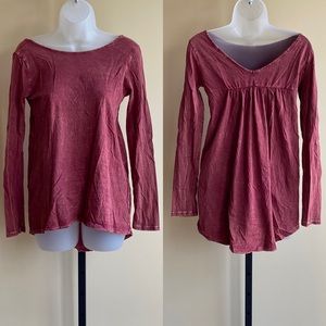 Gage USA Fadeout Maroon Longsleeve Top Grunge Comfortable Soft Burnout Boho